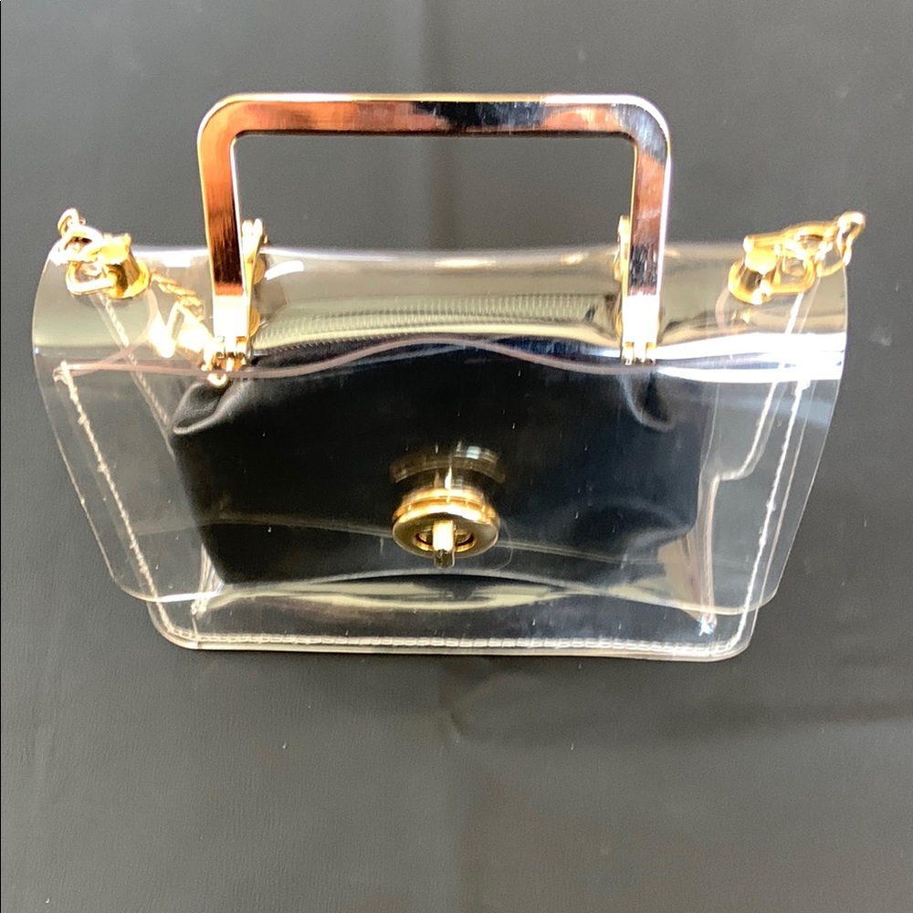 Sam Forever Clear Acrylic Box Bag Gold Handle Chain Strap Evening Purse - Picture 10 of 10